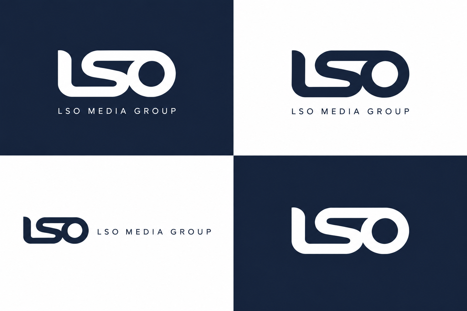Original four-panel LSO Media Group logo reference sheet